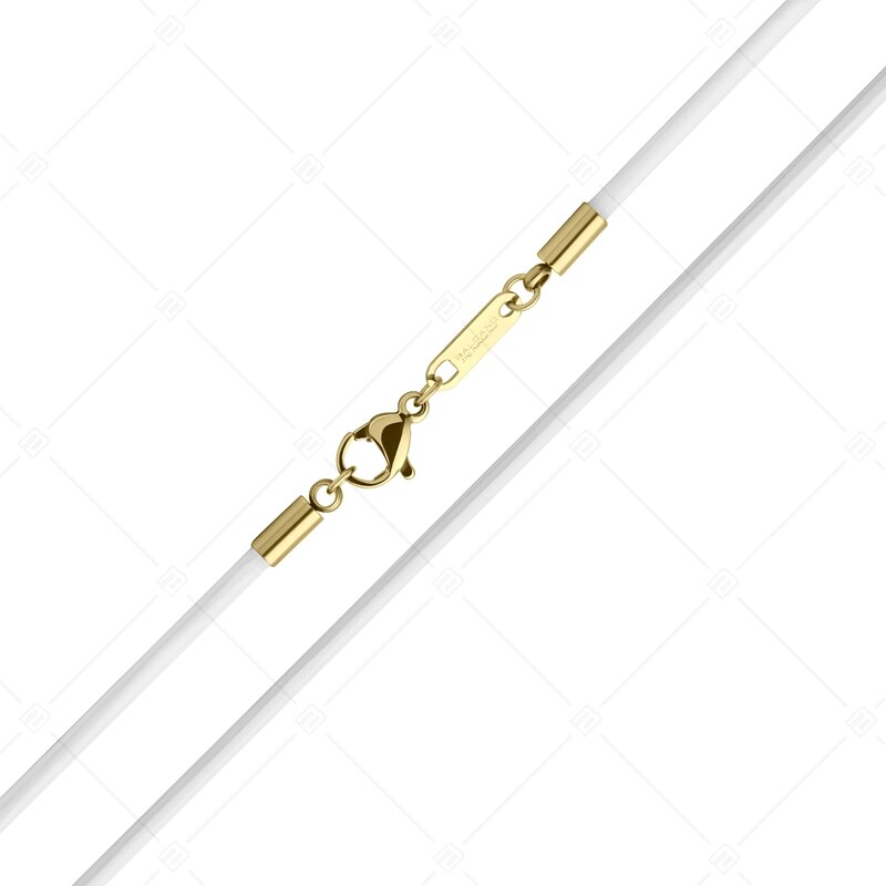 BALCANO - Cordino / Weißes Leder Halskette mit 18K vergoldetem Edelstahl Hummerkrallenverschluss - 2 mm