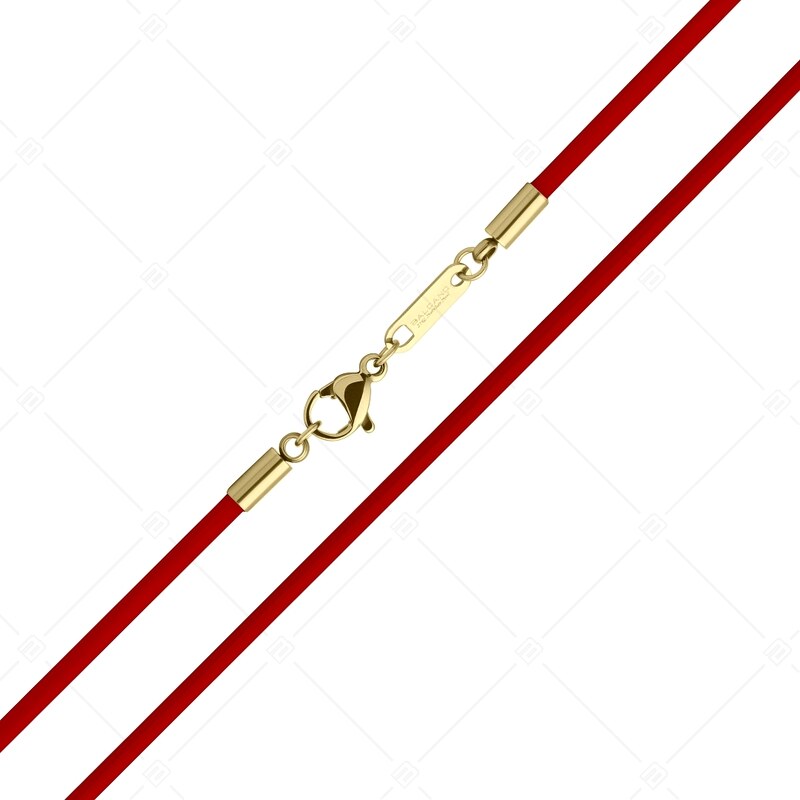 BALCANO - Cordino / Rotes Leder Halskette mit 18K vergoldetem Edelstahl Hummerkrallenverschluss - 2 mm