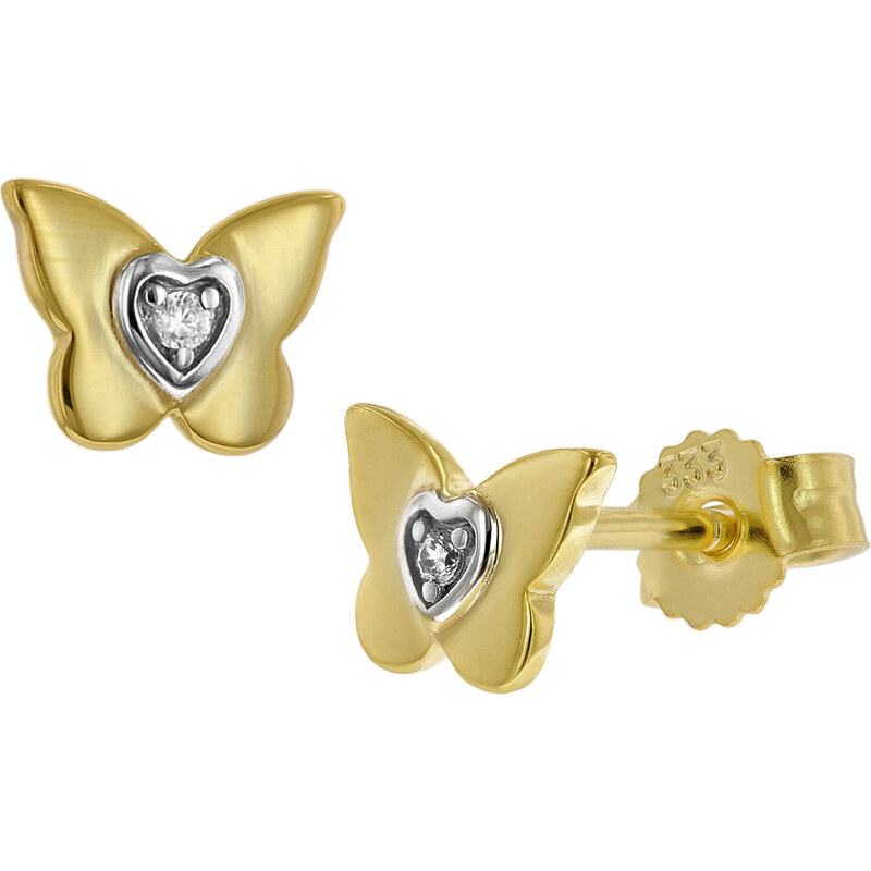 trendor Ohrringe für Mädchen Gold 333 (8 Kt) Schmetterling Ohrstecker 41198