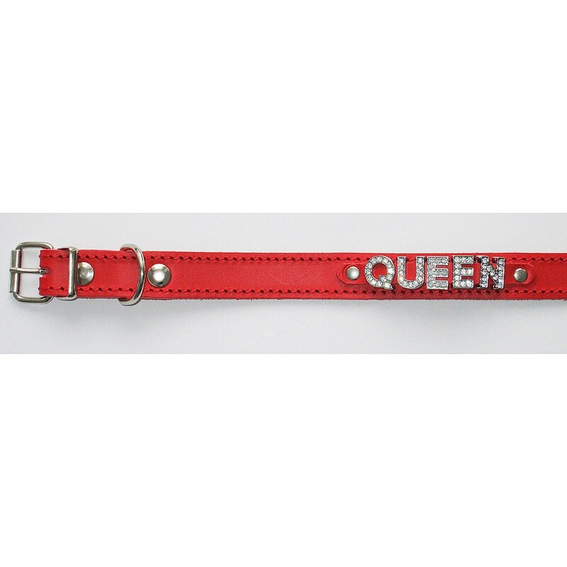Hundehalsband »Queen« aus Leder in rot
