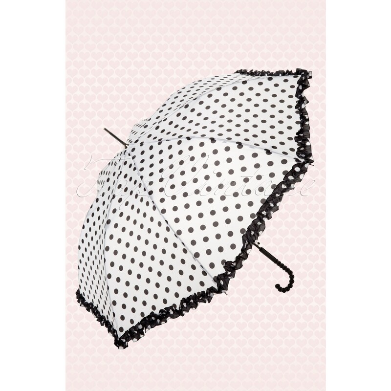 So Rainy 50s Pretty raindots out of the sky! umbrella white and black polkadot