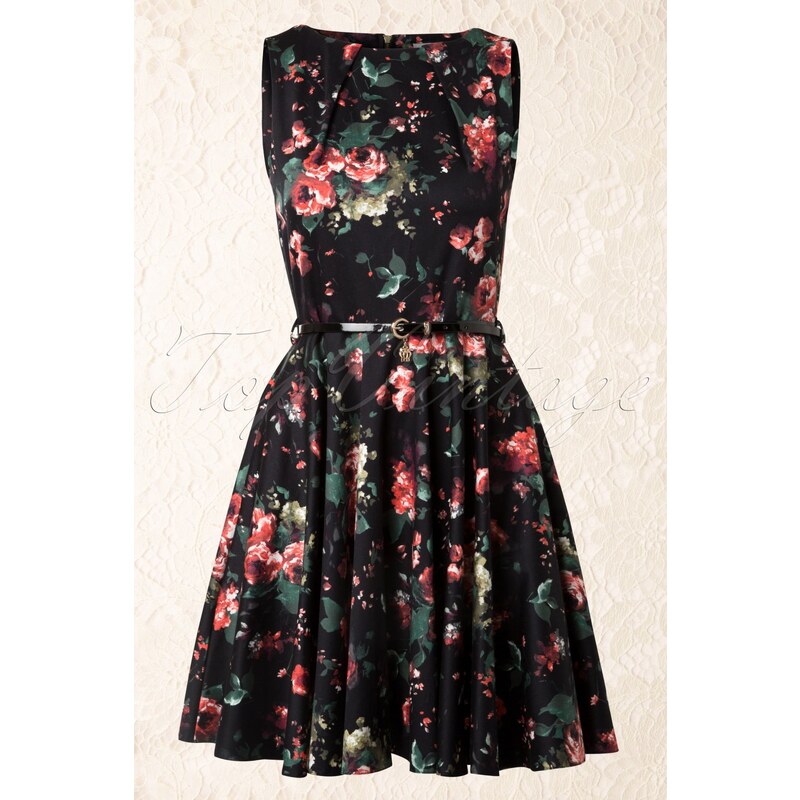 Closet 50s Floral Fit and Flare Dress in Black