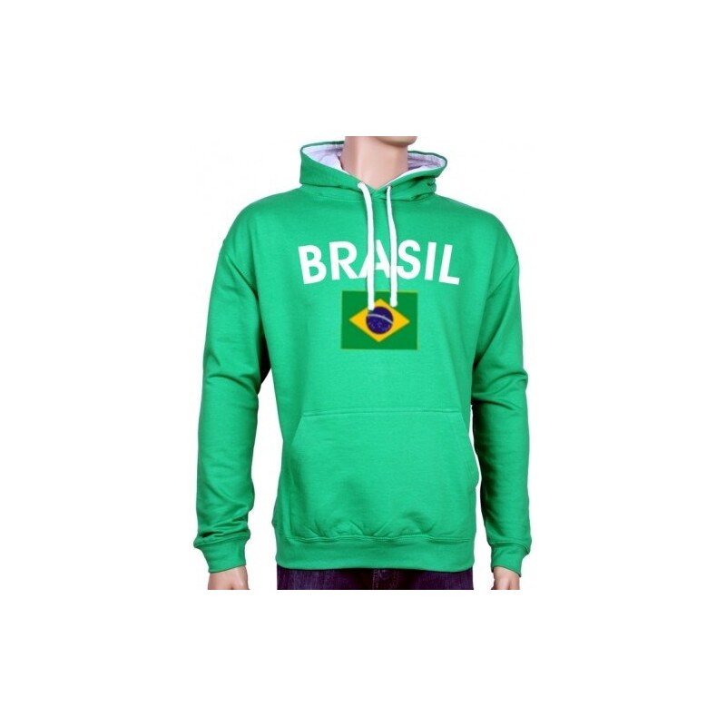 Coole-Fun-T-Shirts Herren Sweatshirt Brasil Brasilien Fußball mit Kapuze