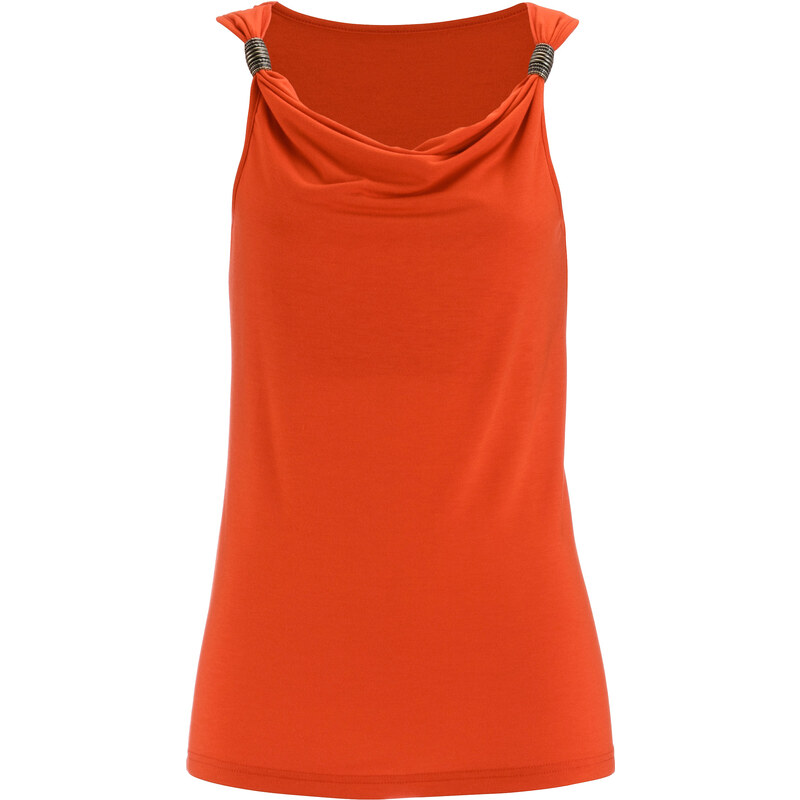 bpc selection Shirttop ohne Ärmel in orange (Wasserfall-Ausschnitt) für Damen von bonprix