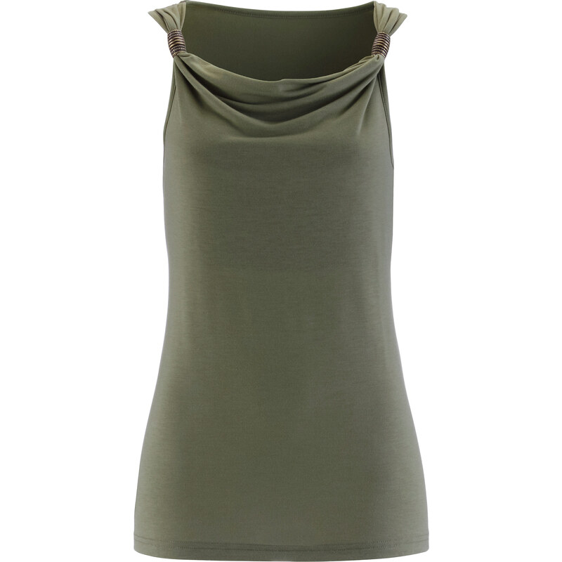 bpc selection Shirttop ohne Ärmel in grün (Wasserfall-Ausschnitt) für Damen von bonprix