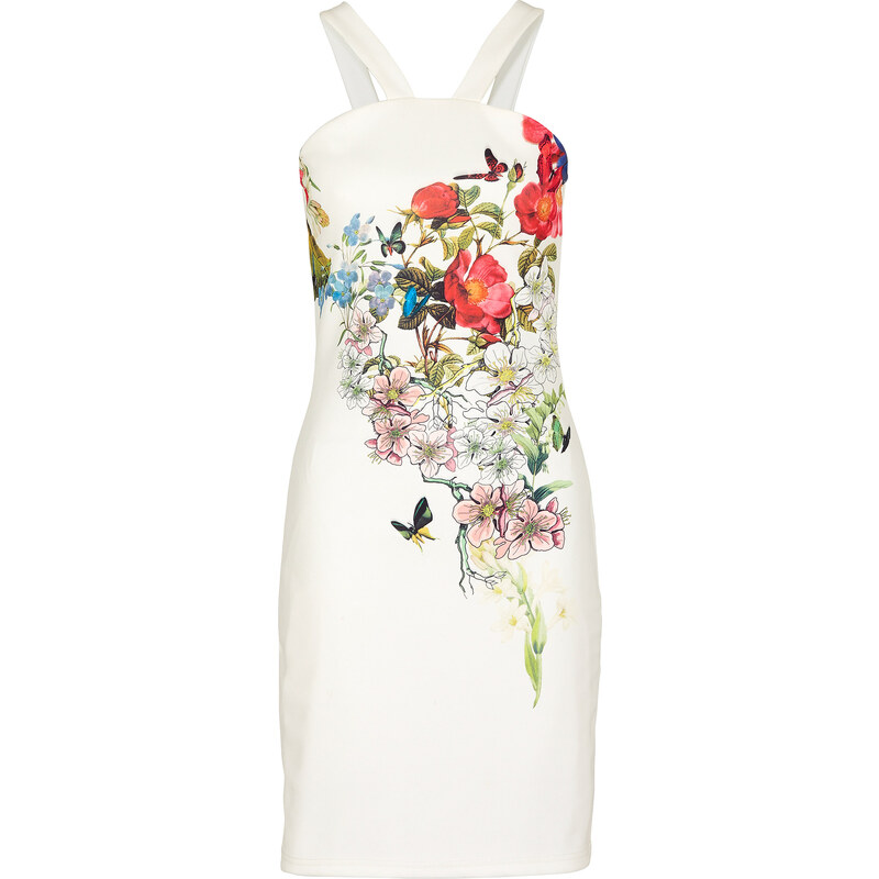 BODYFLIRT boutique Kleid in Scubaoptik ohne Ärmel in weiß von bonprix