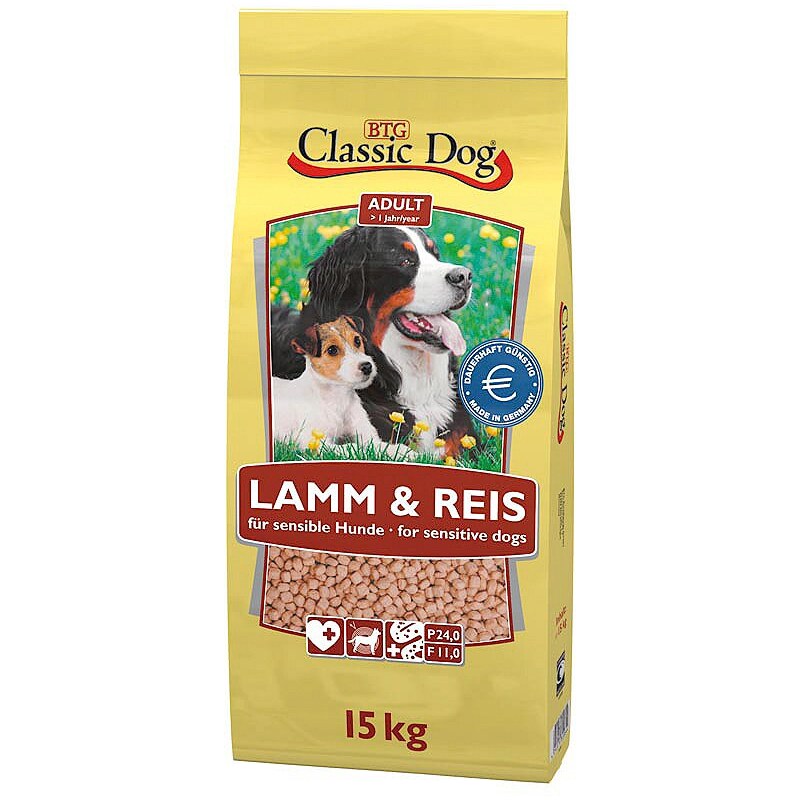 CLASSIC DOG Hundetrockenfutter »Adult Lamm & Reis«, 15 kg