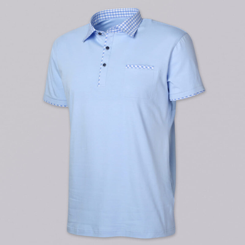 Willsoor Blaues Herren Poloshirt, mit farblich abgesetzten Elementen 14303