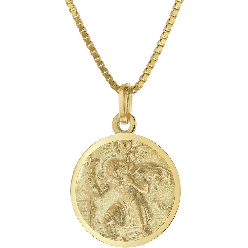 trendor Christophorus Anhänger Gold 333 mit vergoldeter Silber-Halskette 41378-45, 45 cm