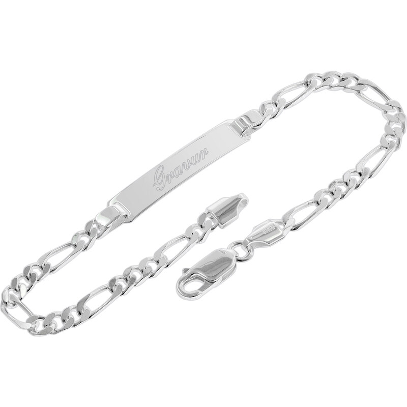 trendor Männer Gravur-Armband 925 Silber Figarokette mit Namen 41389