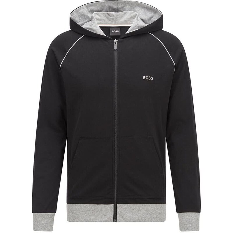 BOSS Herren Sweatjacke Loungewear Homewear Jacke Mix&Match Jacket, Farbe:Schwarz, Größe:L, Artikel:-001 Black