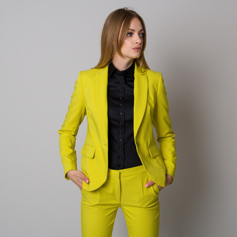 Willsoor Damen Anzugjacke, Limettenfarben mit glattem Muster 11656