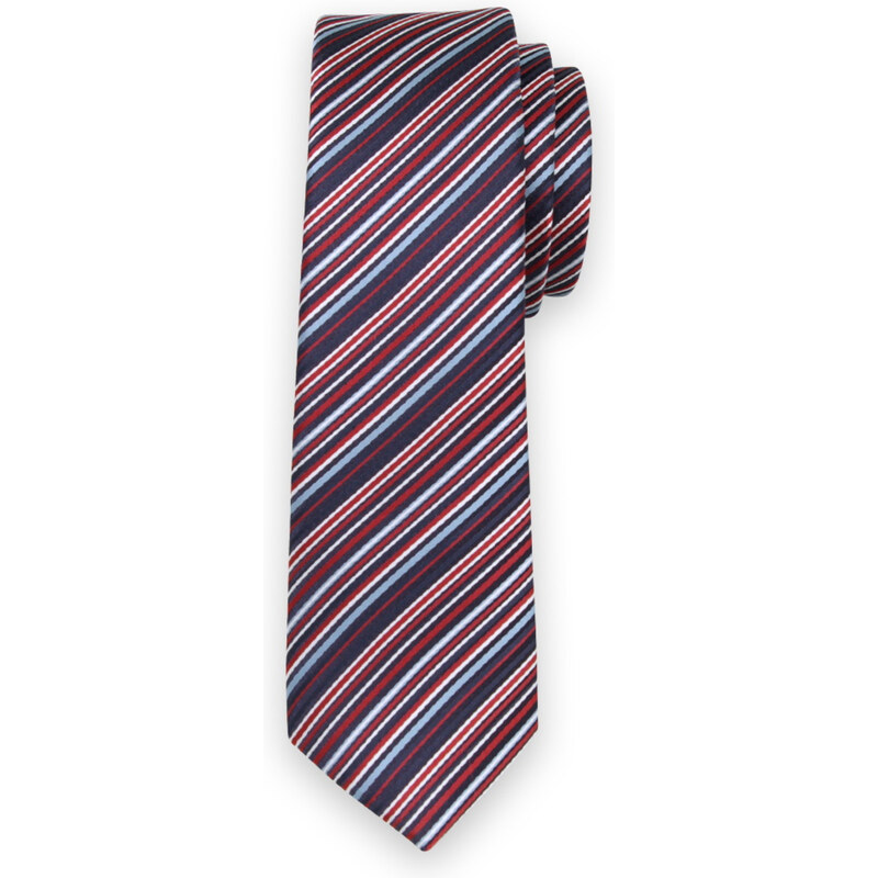 Willsoor Schlanke Krawatte für Herren mit roten, weißen und blauen Streifen 13502