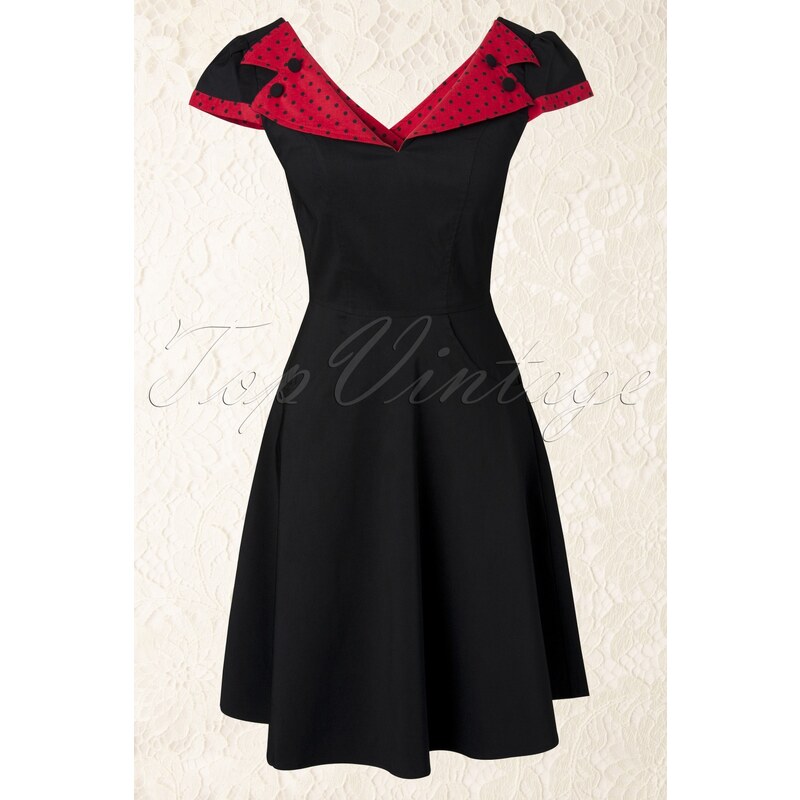 Bunny 50s Evie swing dress in black red polka dot