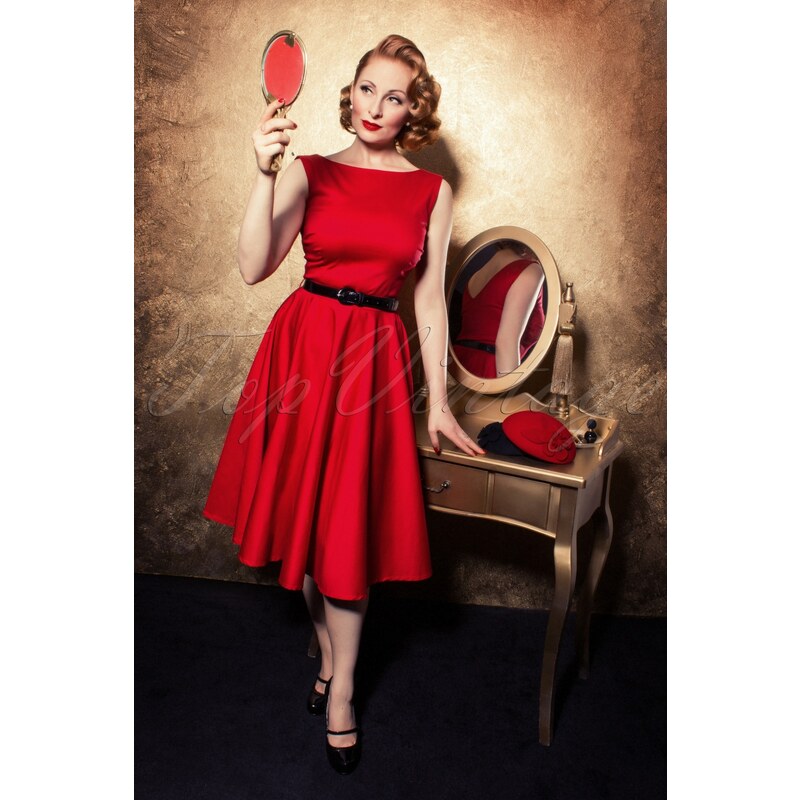 TopVintage Boutique Collection 50s Audrey Swing Dress in Red
