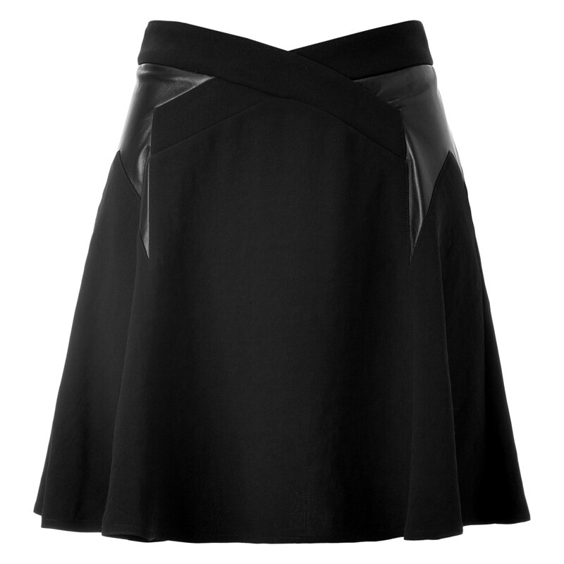 The Kooples A-Line Skirt with Leather Trim