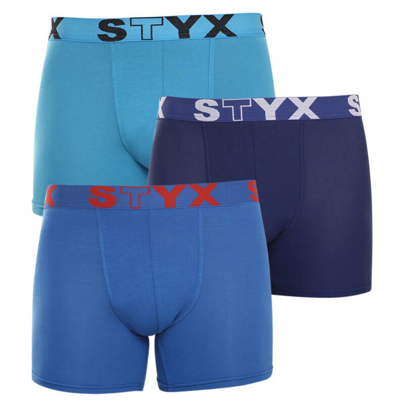 3PACK Herren Klassische Boxershorts Styx long sportlicher Gummizug blau (U9676869) L