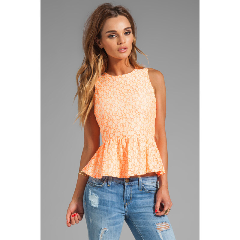 MM Couture by Miss Me Lace Peplum Tank in Orange