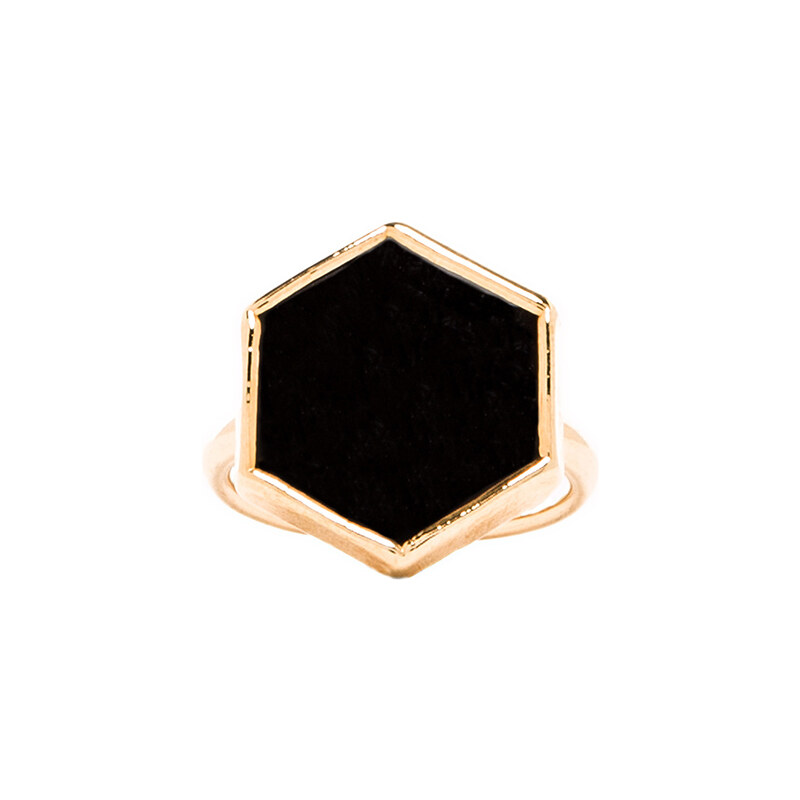 JNB Hexagon Ring in Metallic Gold