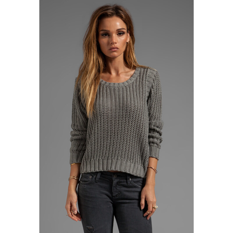 LA Made Jersey Knit Crew Neck Sweater in Gray