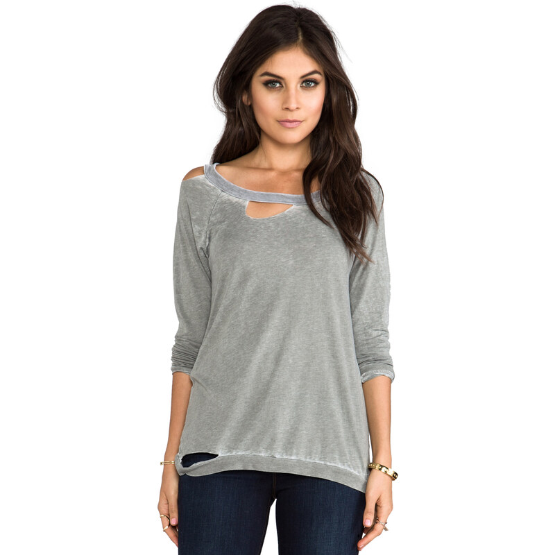 Chaser Long Sleeve Deconstructed Tee in Gray