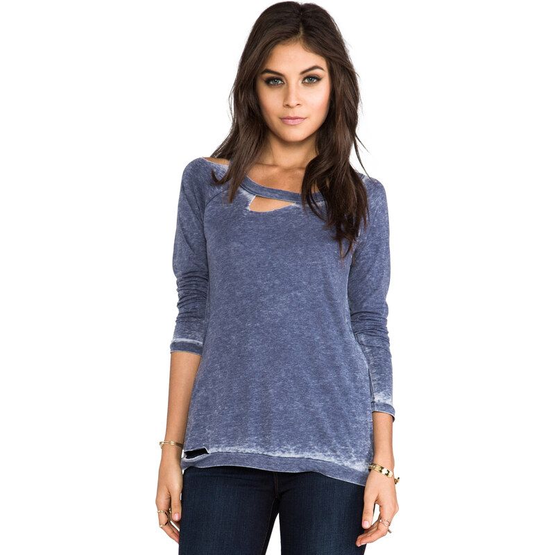 Chaser Long Sleeve Deconstructed Tee in Blue