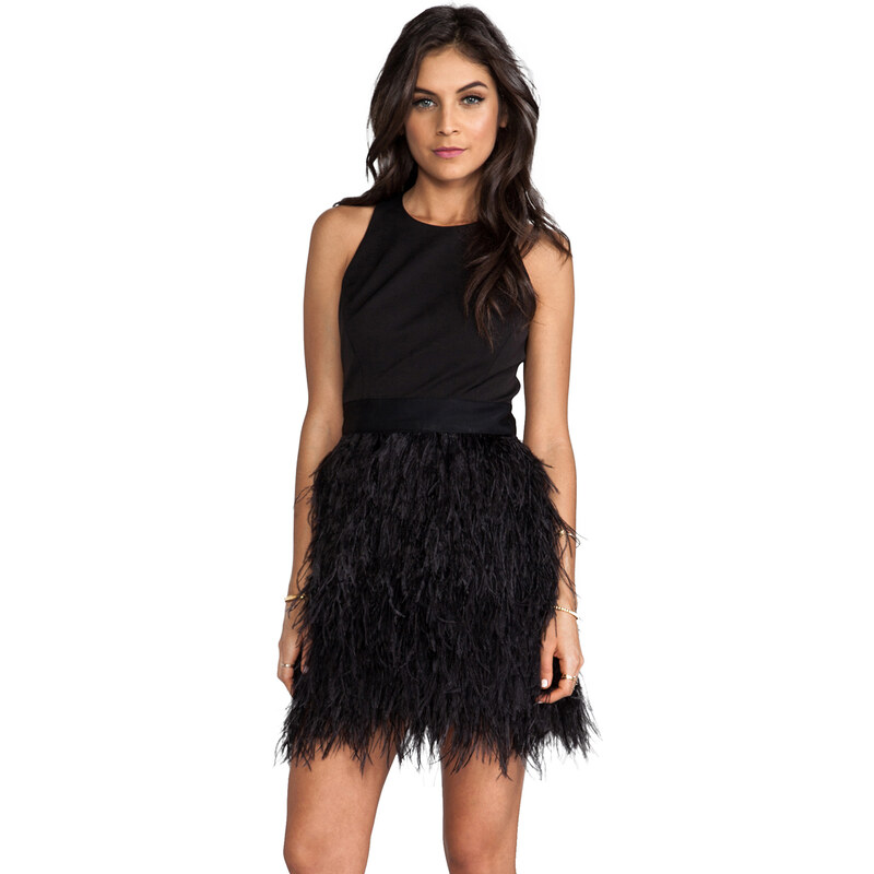 Milly Cocktail Feather Dress in Black