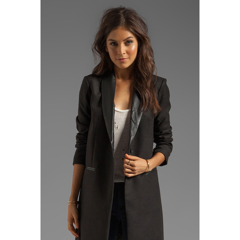 BB Dakota Blair Melton & Leather Lapel Coat in Black
