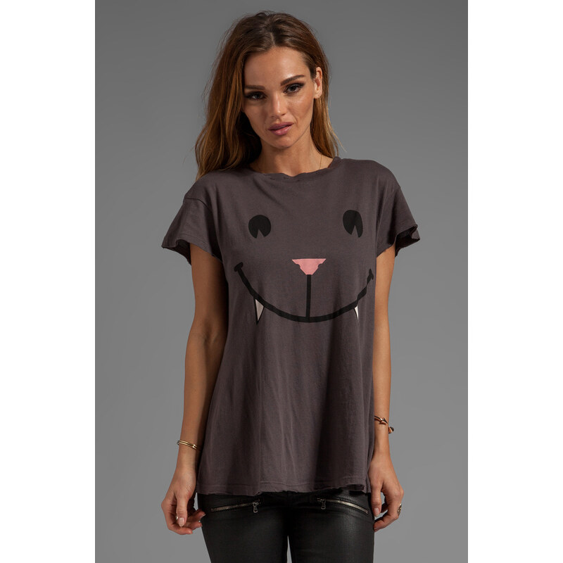 Wildfox Couture Naughty Cat Face Desert Crew Neck in Charcoal