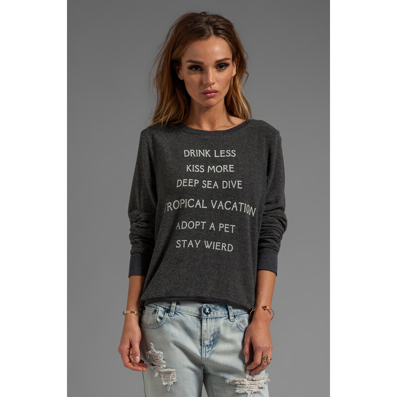 Wildfox Couture New Year Res Baggy Beach Jumper in Charcoal