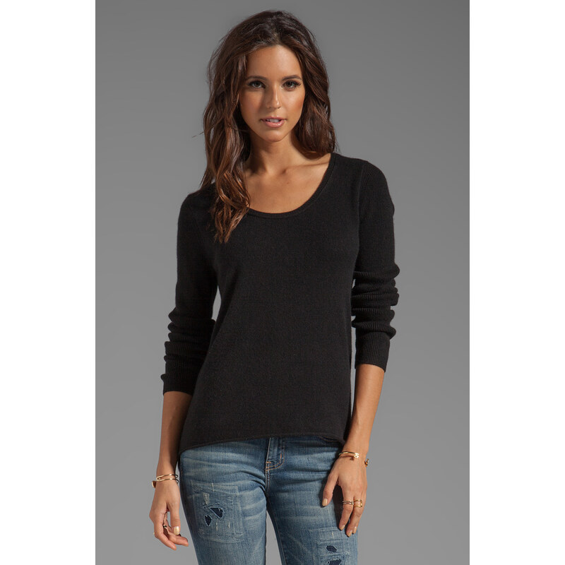 Velvet by Graham & Spencer Glitzy Cashmere Classics Loose Long Sleeve in Black