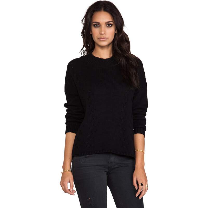 LNA Braided Turtleneck Sweater in Black