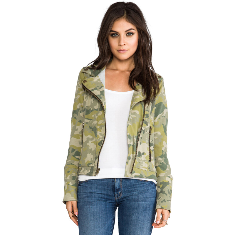 Chaser EXCLUSIVE Chaser Fleece Moto Jacket in Sage