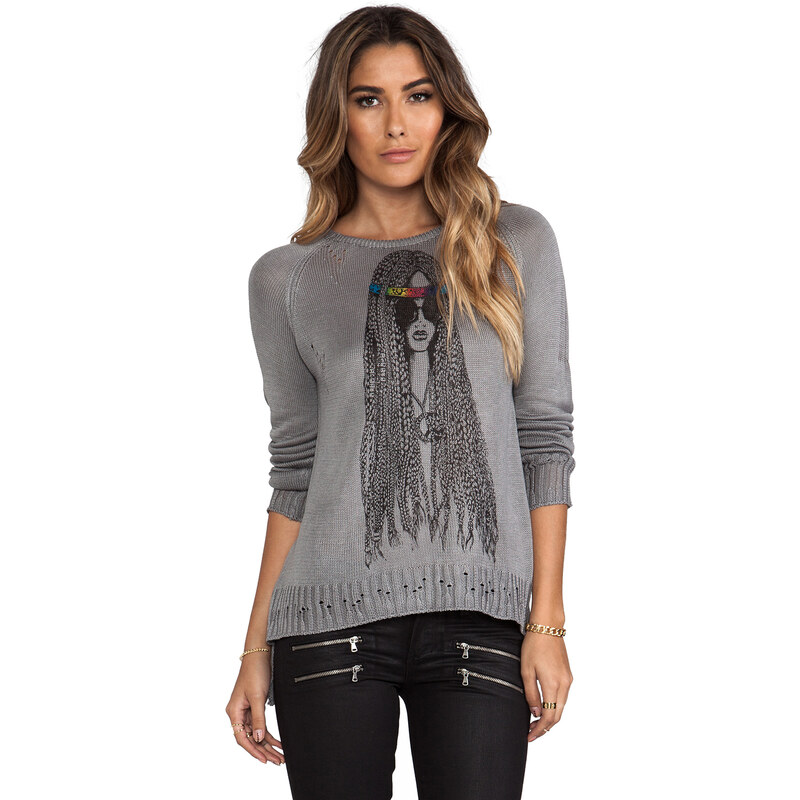 Lauren Moshi Helena Foil Hippie Sweater in Gray