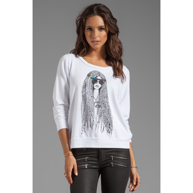 Lauren Moshi Jet Foil Hippie Pullover Sweatshirt in White