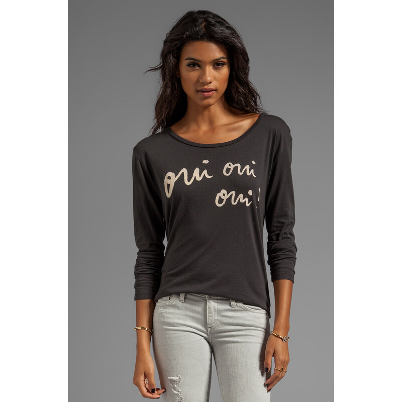 SUNDRY Oui Long Sleeve Crew in Charcoal