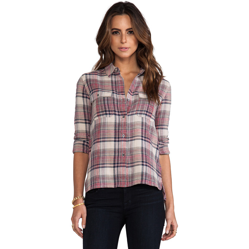 James Perse Shorteditch Plaid Pocket Shirt in Brown
