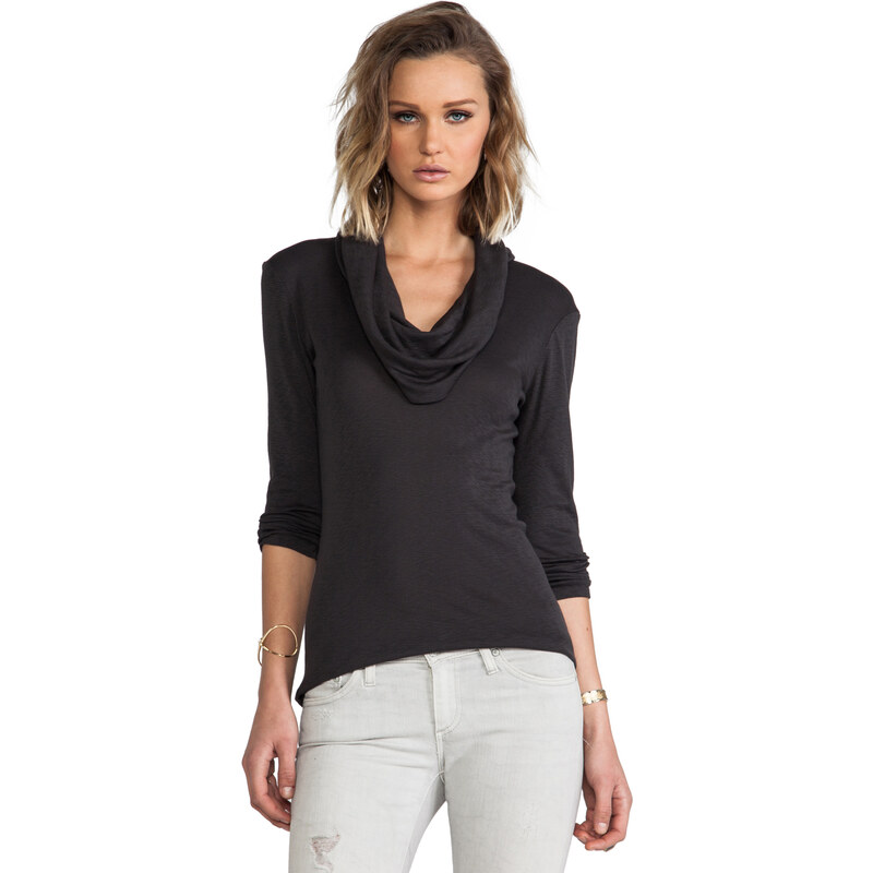 Michael Stars 3/4 Sleeve Cowl Neck Top in Gray