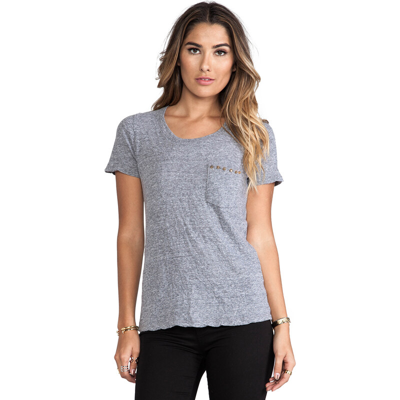 MONROW Studded Pocket Top in Gray