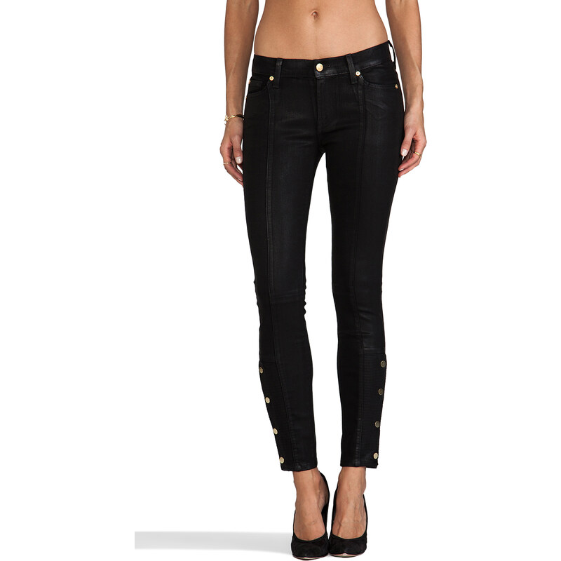 7 For All Mankind Button Ankle Skinny in Black