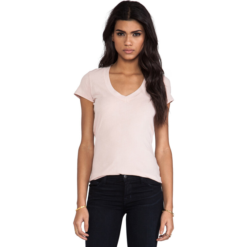 James Perse Relaxed Casual Mini Jersey V-Neck in Peach
