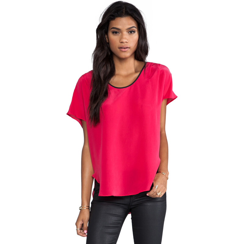 krisa Washed Silk Pleated Top in Pink