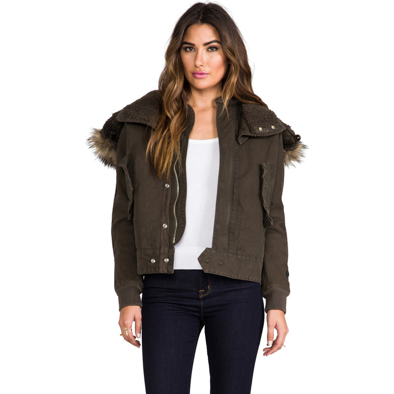 G-Star Army Flight Bomber Jacket with Faux Fur Trim in Olive