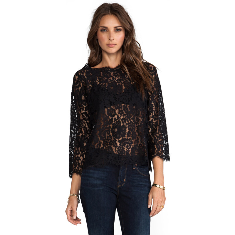 Joie Allover Lace Elvia C Top in Black