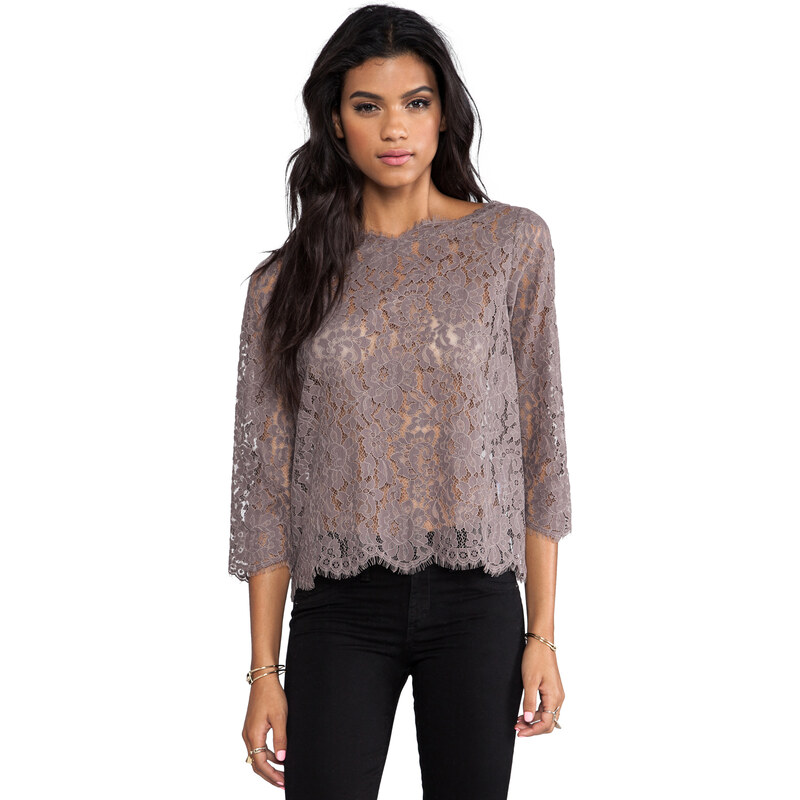 Joie Allover Lace Elvia C Top in Gray