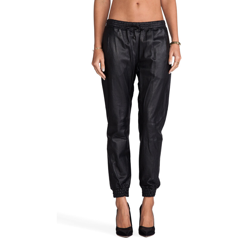 Alexis Cober Leather Track Pant in Black