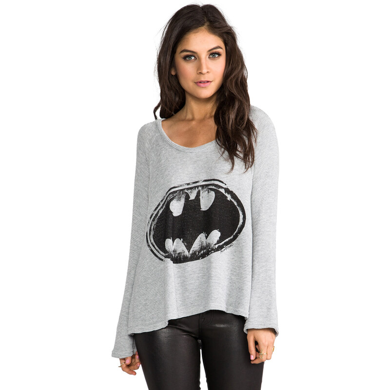 Lauren Moshi Kenna Batman Knit Pullover in Gray