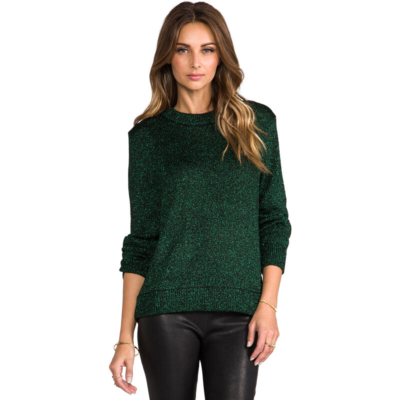 Tibi Chunky Lurex Sweater in Green