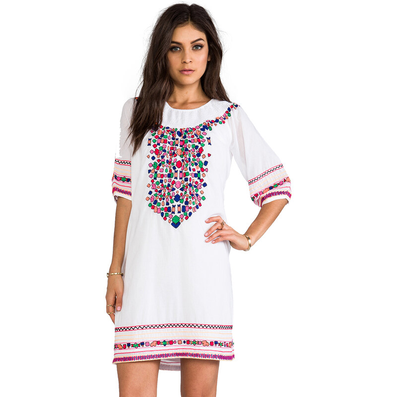 Pia Pauro Embroidered Off The Shoulder Dress in White