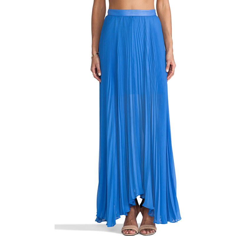 Alice + Olivia Ava High Waist Leather Waistband Skirt in Blue